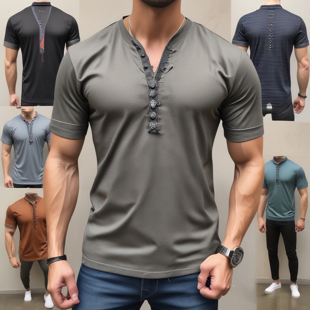 Designer V-neck shirt for men size M